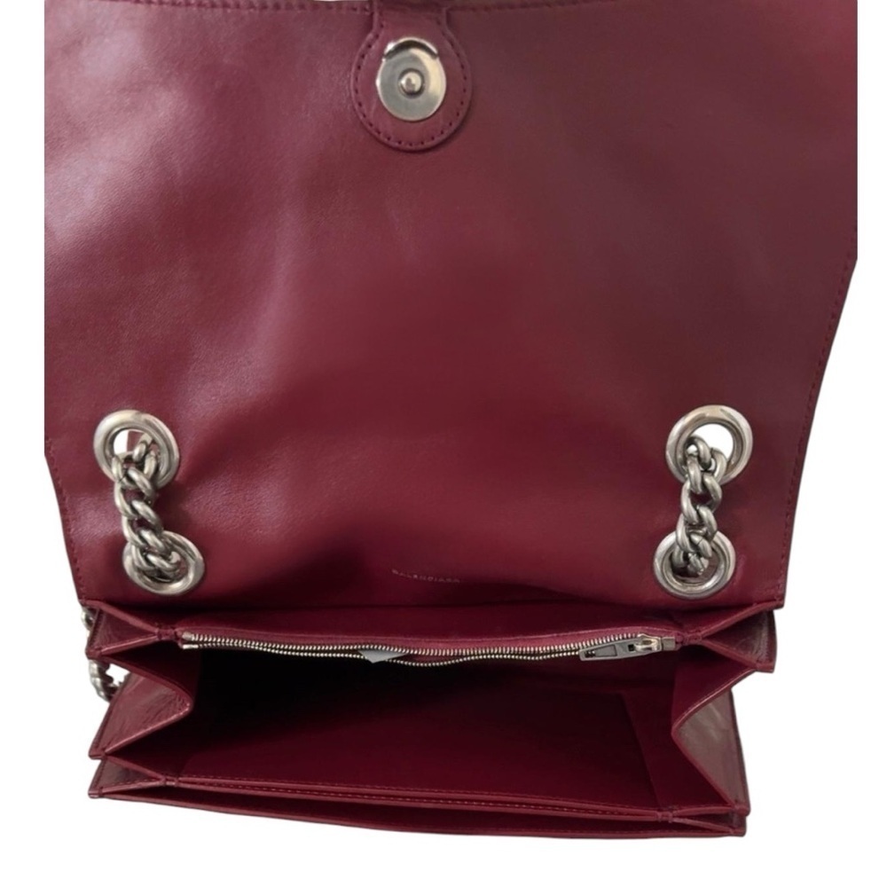 BALENCIAGA Crush Leather Medium Chain Shoulder Handbag Tote Crossbody Purse New - Picture 12 of 15